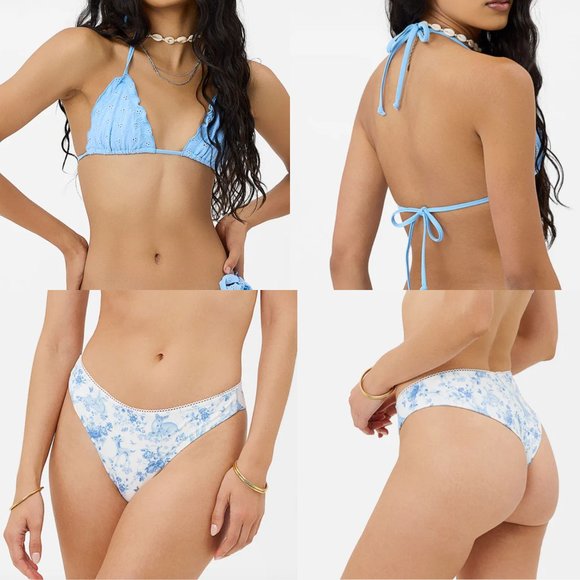 Frankie's Bikinis Other - Frankie's Bikinis x GIG HADID Tia Eyelet Top & Dawson Bottoms Yomi Toile Blue
